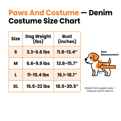 Pet denim costume